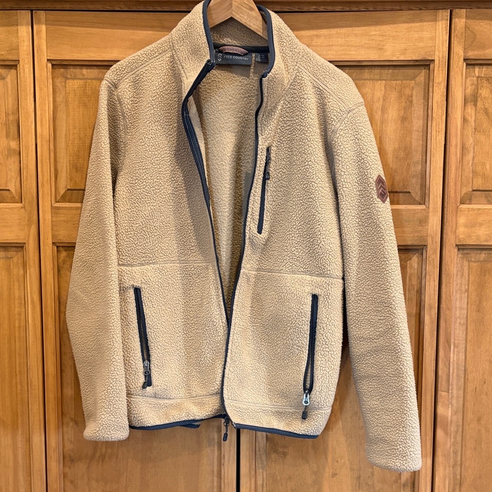 Free Country Men's Tan Zip-Up Fleece Sweater